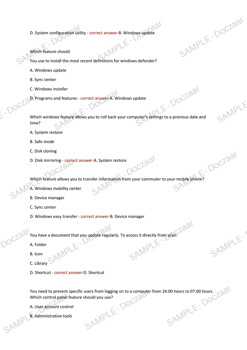 Preview page 16 of MTA EXAM NEWEST 2026/2027 ACTUAL TEST EXAM 150  QUESTIONS AND CORRECT (VERIFIED ANSWERS) COVERING  RECENT AND MOST TESTE