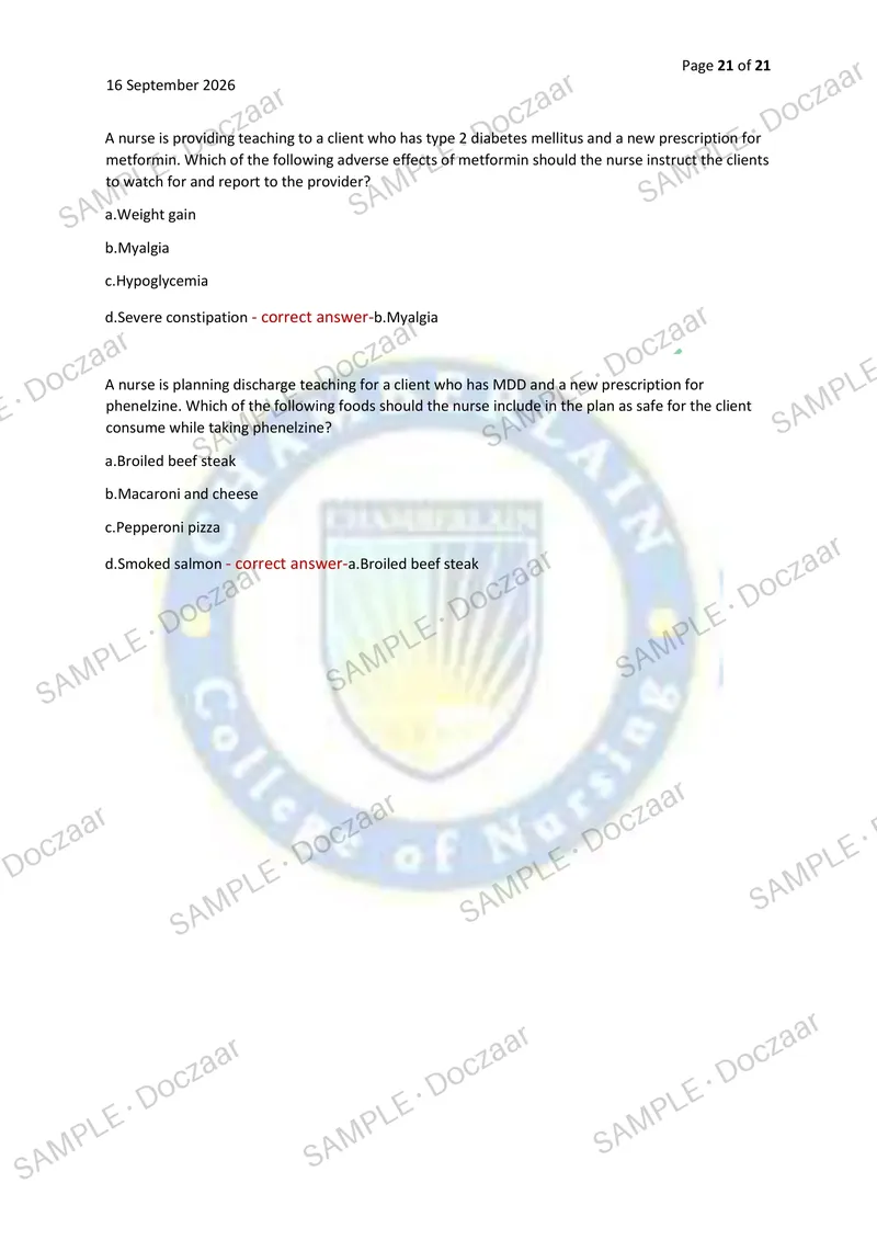 Preview page 21 of ATI PHARM CMS EXAM 2026/2027 | 80 HIGH-YIELD QUESTIONS & VERIFIED ANSWERS | LATEST TEST PREP | RECENT & MOST TESTED TOPI