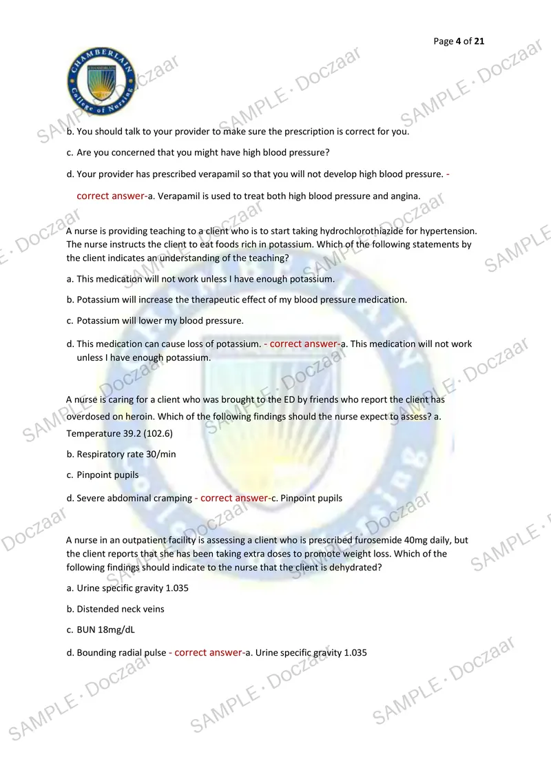 Preview page 4 of ATI PHARM CMS EXAM 2026/2027 | 80 HIGH-YIELD QUESTIONS & VERIFIED ANSWERS | LATEST TEST PREP | RECENT & MOST TESTED TOPI