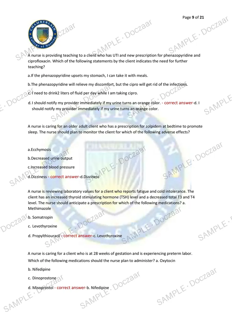 Preview page 9 of ATI PHARM CMS EXAM 2026/2027 | 80 HIGH-YIELD QUESTIONS & VERIFIED ANSWERS | LATEST TEST PREP | RECENT & MOST TESTED TOPI