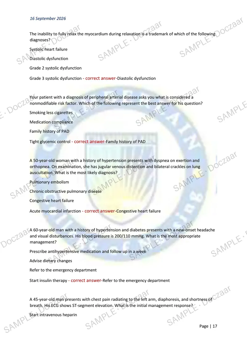 Preview page 17 of NR 667 WEEK 3 EXAM 2026/2027 | 150 HIGH-YIELD QUESTIONS & VERIFIED ANSWERS | LATEST TEST PREP | RECENT & MOST TESTED TOP