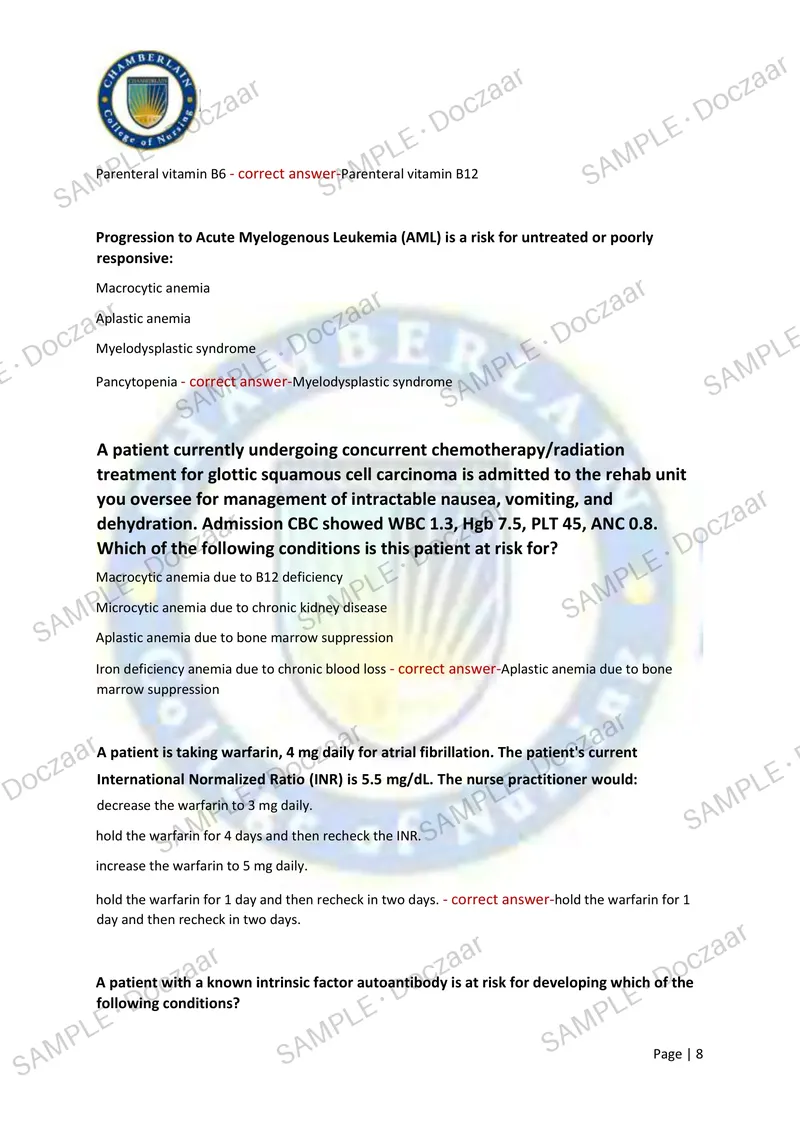 Preview page 8 of NR 667 WEEK 3 EXAM 2026/2027 | 150 HIGH-YIELD QUESTIONS & VERIFIED ANSWERS | LATEST TEST PREP | RECENT & MOST TESTED TOP