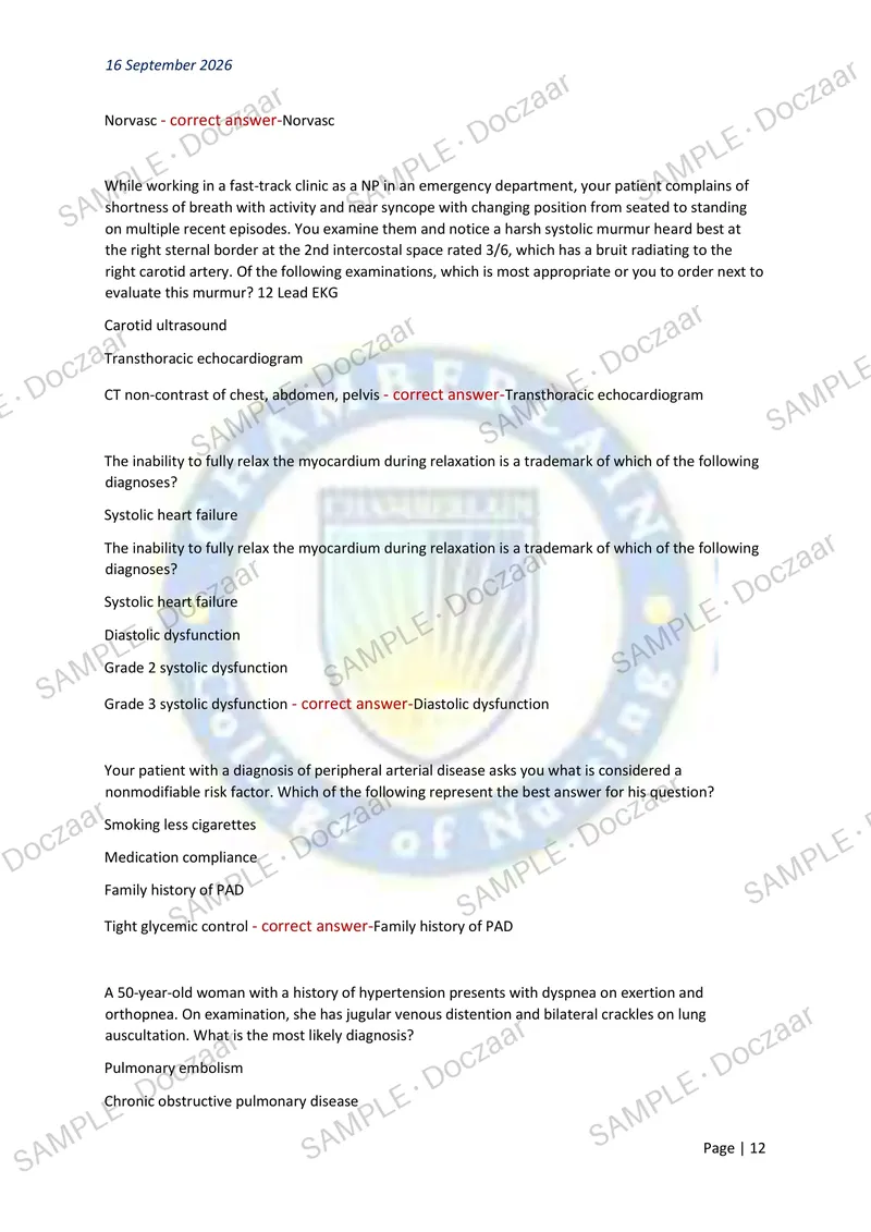 Preview page 12 of NR 667 WEEK 2 EXAM 2026/2027 | 150 HIGH-YIELD QUESTIONS & VERIFIED ANSWERS | LATEST TEST PREP | RECENT & MOST TESTED TOP