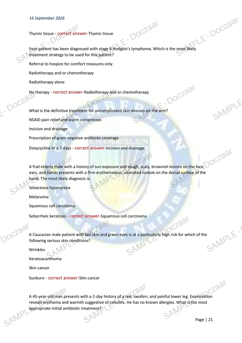 Preview page 21 of NR 667 WEEK 1 EXAM 2026/2027 | 150 HIGH-YIELD QUESTIONS & VERIFIED ANSWERS | LATEST TEST PREP | RECENT & MOST TESTED TOP