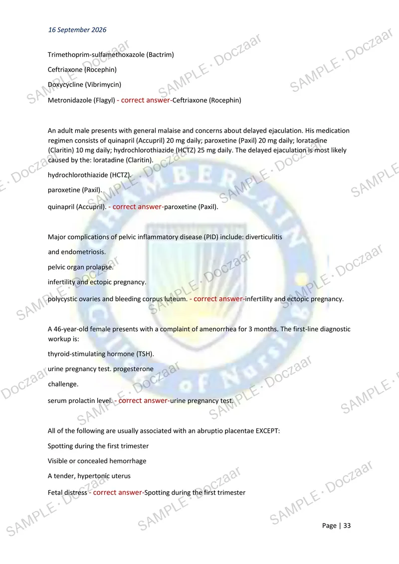 Preview page 33 of NR 667 WEEK 1 EXAM 2026/2027 | 150 HIGH-YIELD QUESTIONS & VERIFIED ANSWERS | LATEST TEST PREP | RECENT & MOST TESTED TOP