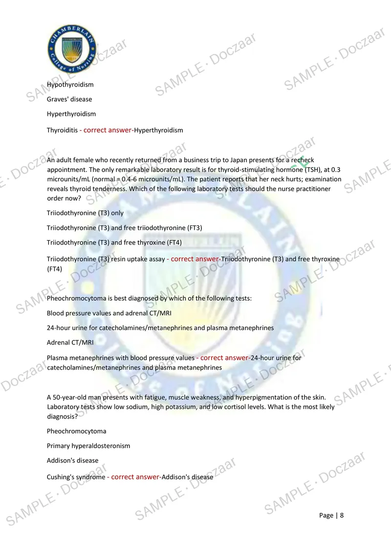 Preview page 8 of NR 667 WEEK 1 EXAM 2026/2027 | 150 HIGH-YIELD QUESTIONS & VERIFIED ANSWERS | LATEST TEST PREP | RECENT & MOST TESTED TOP