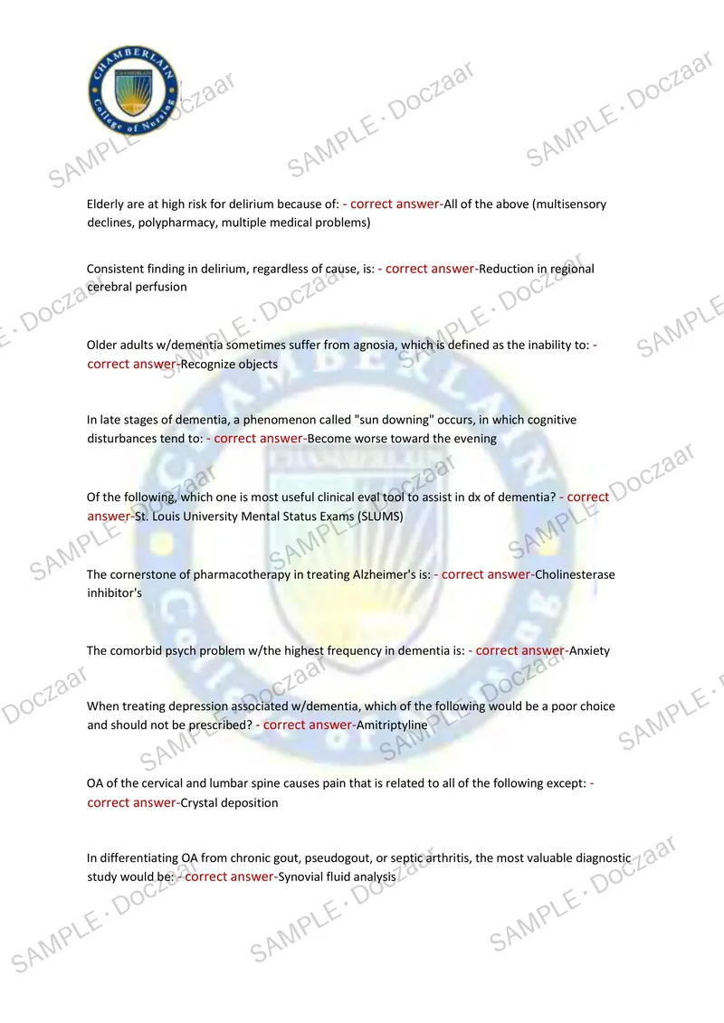 Preview page 32 of NR601 FINAL EXAM 2026/2027 | 300 HIGH-YIELD QUESTIONS & VERIFIED ANSWERS | LATEST TESTBANK | RECENT & MOST TESTED TOPICS