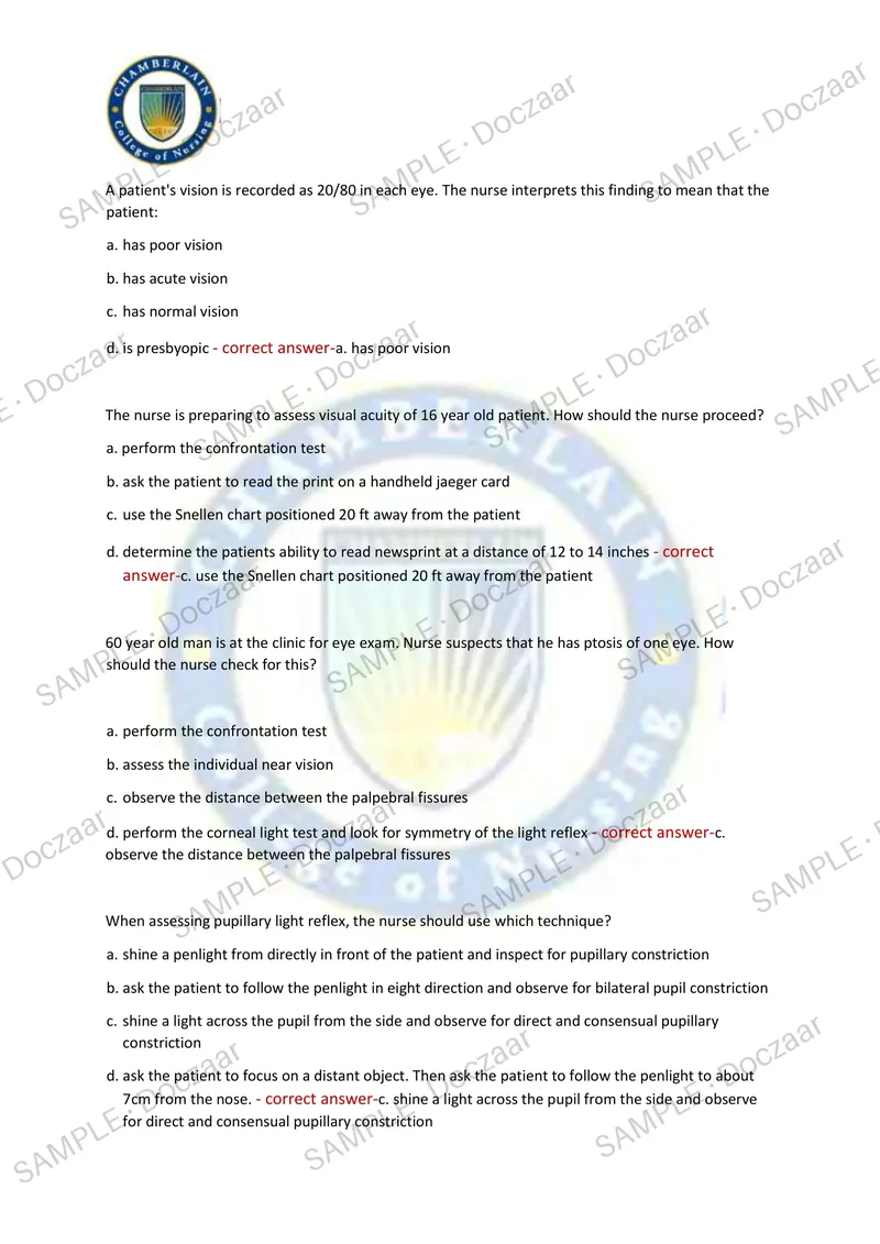 Preview page 10 of NR302 EXAM 2 2026/2027 | 60 HIGH-YIELD QUESTIONS & VERIFIED ANSWERS | LATEST TEST PREP | RECENT & MOST TESTED TOPICS | A