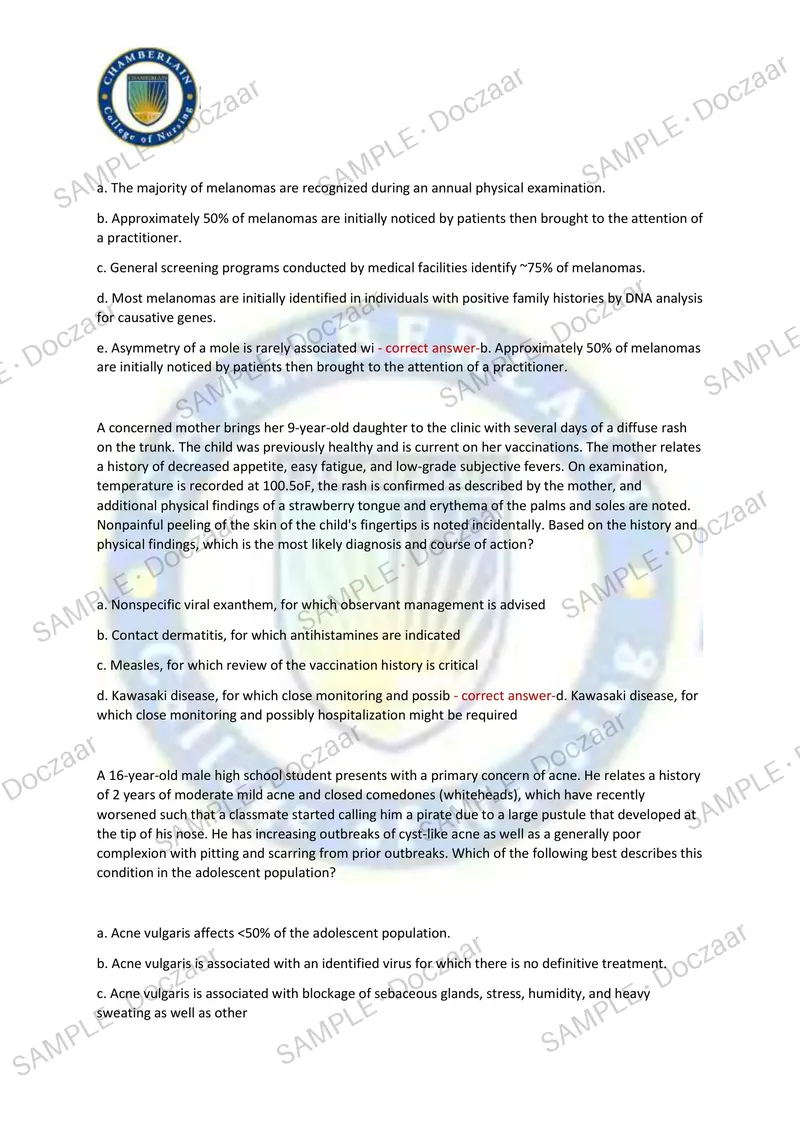 Preview page 22 of NR 509 FINAL NEWEST 2026/2027 ACTUAL EXAM 130  QUESTIONS AND CORRECT (VERIFIED ANSWERS) COVERING  RECENT AND MOST TESTED