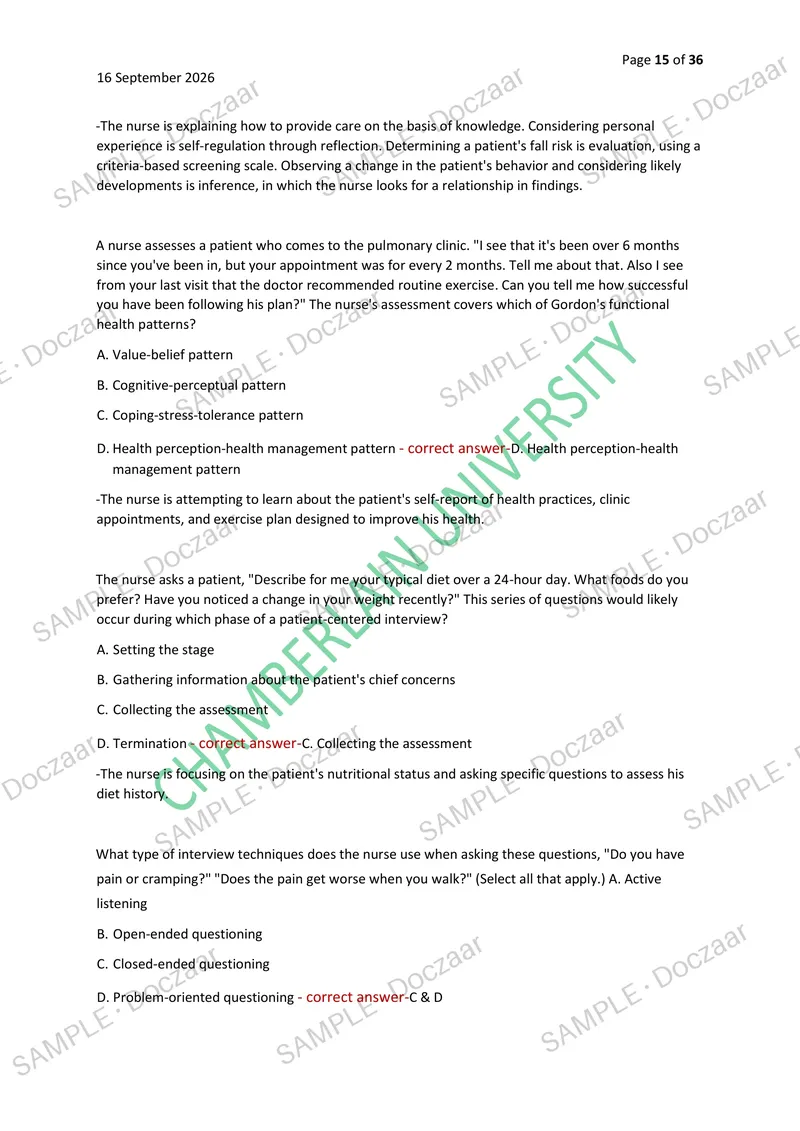 Preview page 15 of NR 226 EXAM1 NEWEST 2026/2027 ACTUAL EXAM 100  QUESTIONS AND CORRECT (VERIFIED ANSWERS) WITH  DETAILED EXPLANATIONS COVE