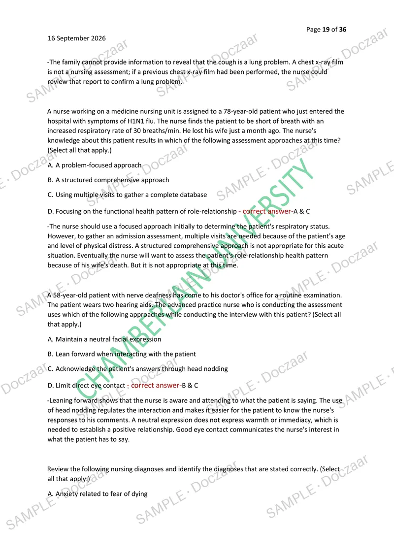 Preview page 19 of NR 226 EXAM1 NEWEST 2026/2027 ACTUAL EXAM 100  QUESTIONS AND CORRECT (VERIFIED ANSWERS) WITH  DETAILED EXPLANATIONS COVE
