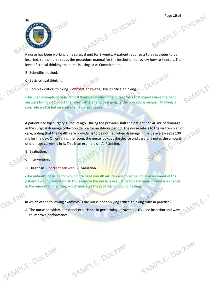 Preview page 10 of NR 226 EXAM 2026/2027 | 100 HIGH-YIELD QUESTIONS & VERIFIED ANSWERS WITH DETAILED EXPLANATIONS | LATEST TEST PREP | RECE
