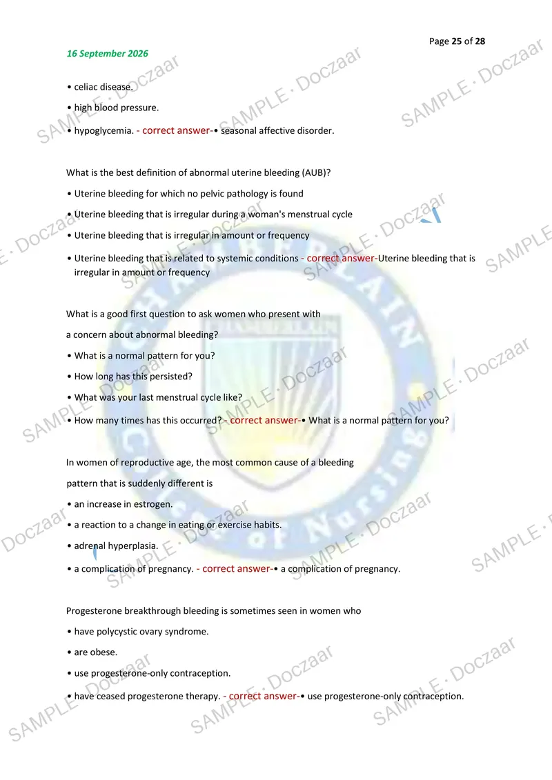 Preview page 25 of NR602 FINAL EXAM 2026/2027 | 120 HIGH-YIELD QUESTIONS & VERIFIED ANSWERS | LATEST TEST PREP | RECENT & MOST TESTED TOPIC