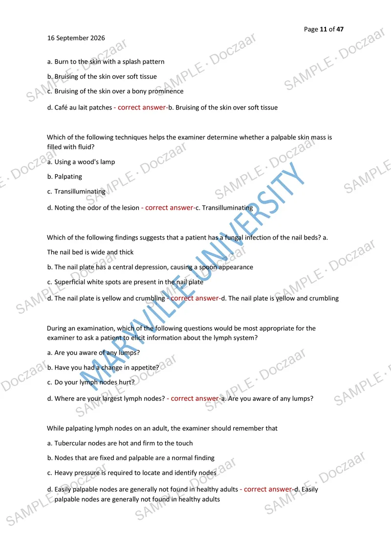 Preview page 11 of MARYVILLE NURS 612 EXAM 2026/2027 | 150 HIGH-YIELD QUESTIONS & VERIFIED ANSWERS | LATEST TEST PREP | RECENT & MOST TESTE