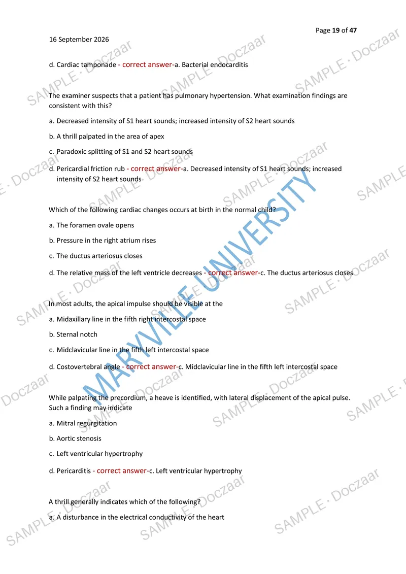 Preview page 19 of MARYVILLE NURS 612 EXAM 2026/2027 | 150 HIGH-YIELD QUESTIONS & VERIFIED ANSWERS | LATEST TEST PREP | RECENT & MOST TESTE
