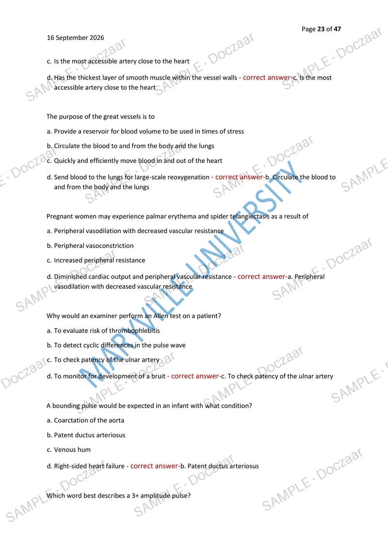 Preview page 23 of MARYVILLE NURS 612 EXAM 2026/2027 | 150 HIGH-YIELD QUESTIONS & VERIFIED ANSWERS | LATEST TEST PREP | RECENT & MOST TESTE