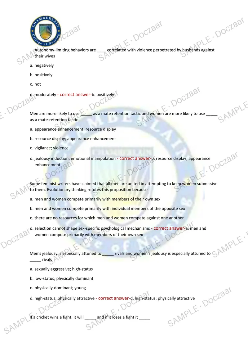 Preview page 16 of PSYCHOLOGY 10 MIDTERMS 1 & 2 EXAM 2026/2027 | 100 HIGH-YIELD QUESTIONS & VERIFIED ANSWERS | LATEST TEST PREP | RECENT &