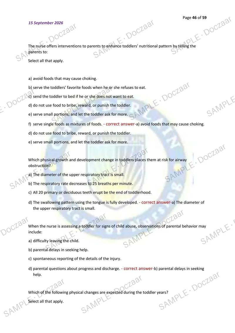 Preview page 46 of NR222 EXAM 2026/2027 | 200 HIGH-YIELD QUESTIONS & VERIFIED ANSWERS | LATEST TESTBANK | RECENT & MOST TESTED TOPICS | A+