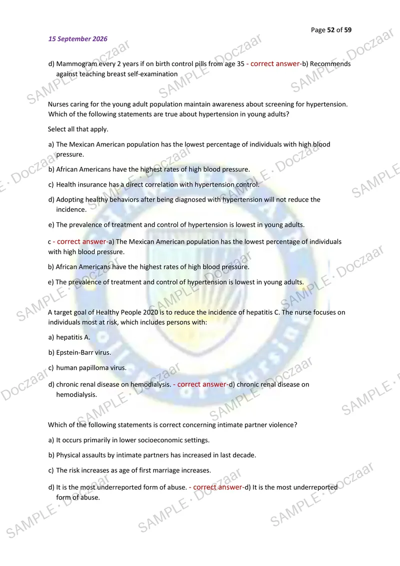 Preview page 52 of NR222 EXAM 2026/2027 | 200 HIGH-YIELD QUESTIONS & VERIFIED ANSWERS | LATEST TESTBANK | RECENT & MOST TESTED TOPICS | A+