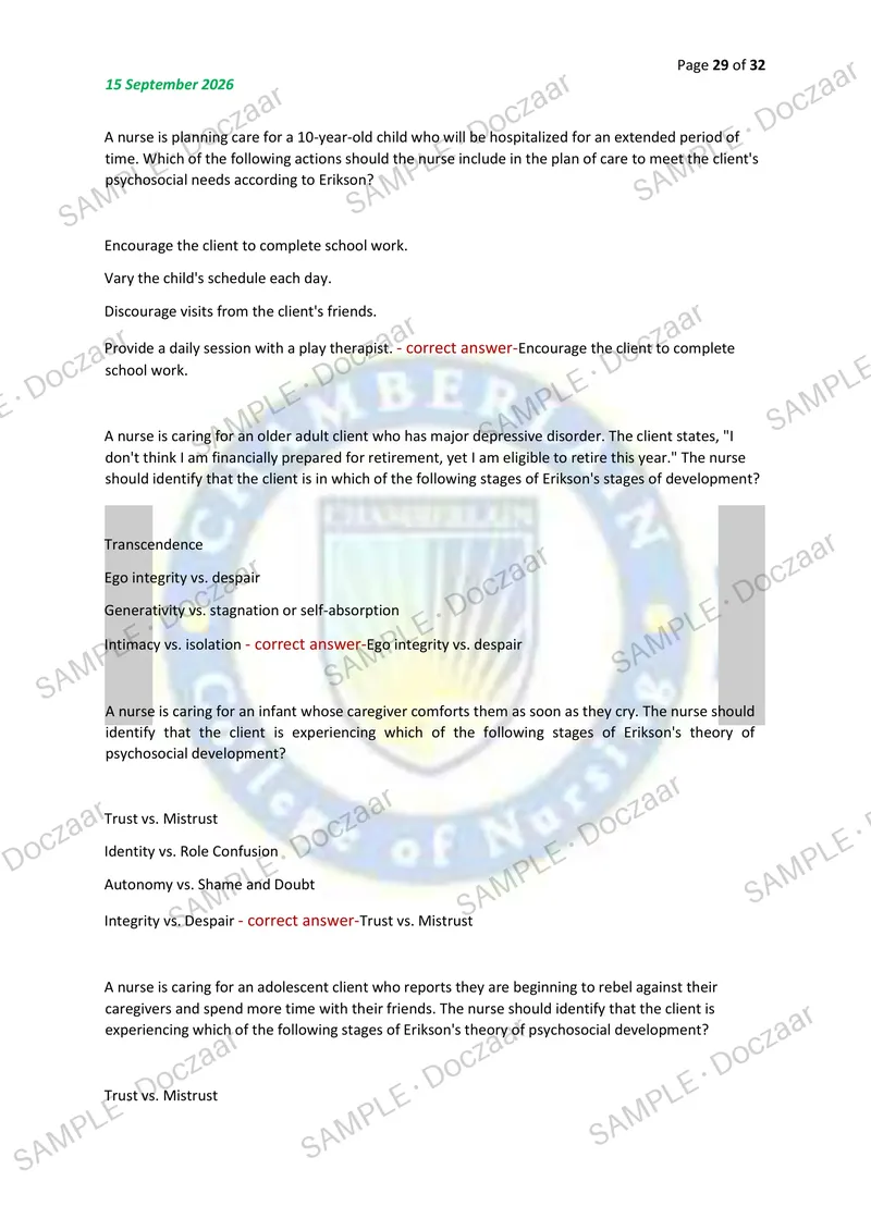 Preview page 29 of NR222 HEALTH AND WELLNESS COMPREHENSIVE EXAM 2026/2027 | 130 HIGH-YIELD QUESTIONS & VERIFIED ANSWERS | LATEST TEST PREP