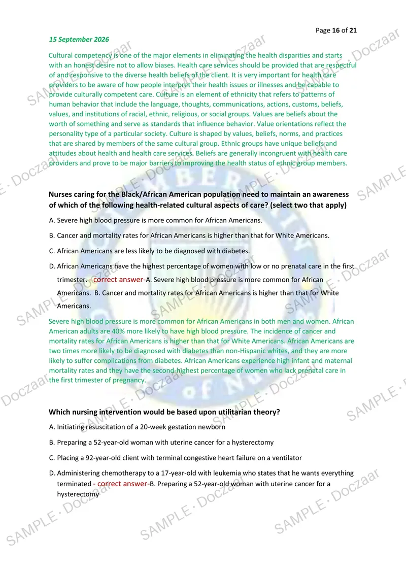 Preview page 16 of NR222 EXAM 2 2026/2027 | 70 HIGH-YIELD QUESTIONS & VERIFIED ANSWERS WITH EXPLANATIONS | LATEST TEST PREP | RECENT & MOST