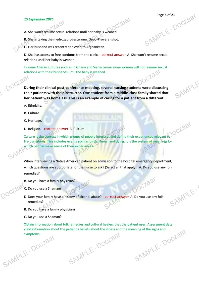 Preview page 5 of NR222 EXAM 2 2026/2027 | 70 HIGH-YIELD QUESTIONS & VERIFIED ANSWERS WITH EXPLANATIONS | LATEST TEST PREP | RECENT & MOST