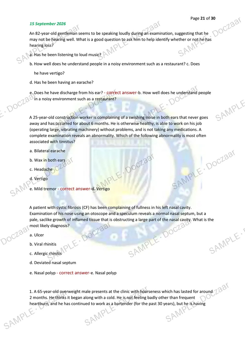 Preview page 21 of NR509 FINAL ADVANCED PHYSICAL ASSESSMENT – CHAMBERLAIN 2026/2027 | 150 HIGH-YIELD QUESTIONS & VERIFIED ANSWERS | LATEST
