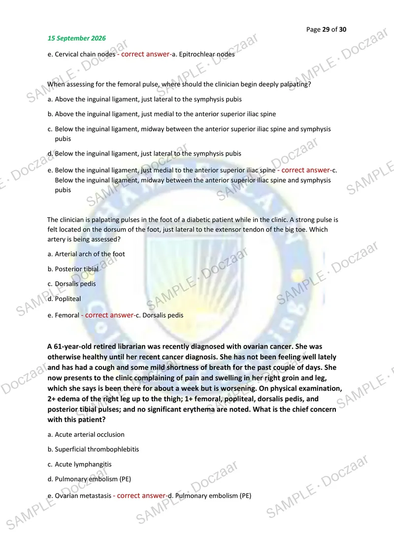 Preview page 29 of NR509 FINAL ADVANCED PHYSICAL ASSESSMENT – CHAMBERLAIN 2026/2027 | 150 HIGH-YIELD QUESTIONS & VERIFIED ANSWERS | LATEST