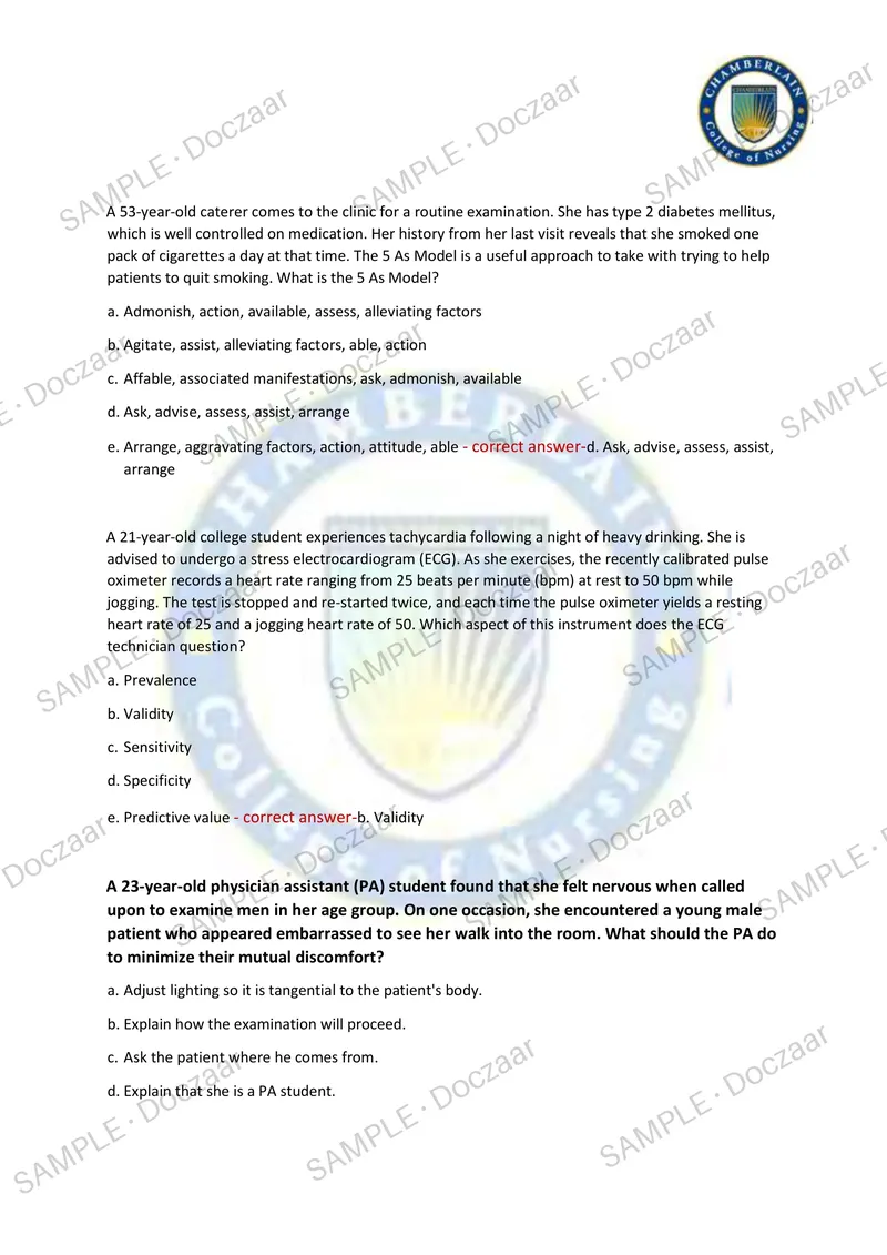 Preview page 5 of NR509 FINAL ADVANCED PHYSICAL ASSESSMENT – CHAMBERLAIN 2026/2027 | 150 HIGH-YIELD QUESTIONS & VERIFIED ANSWERS | LATEST