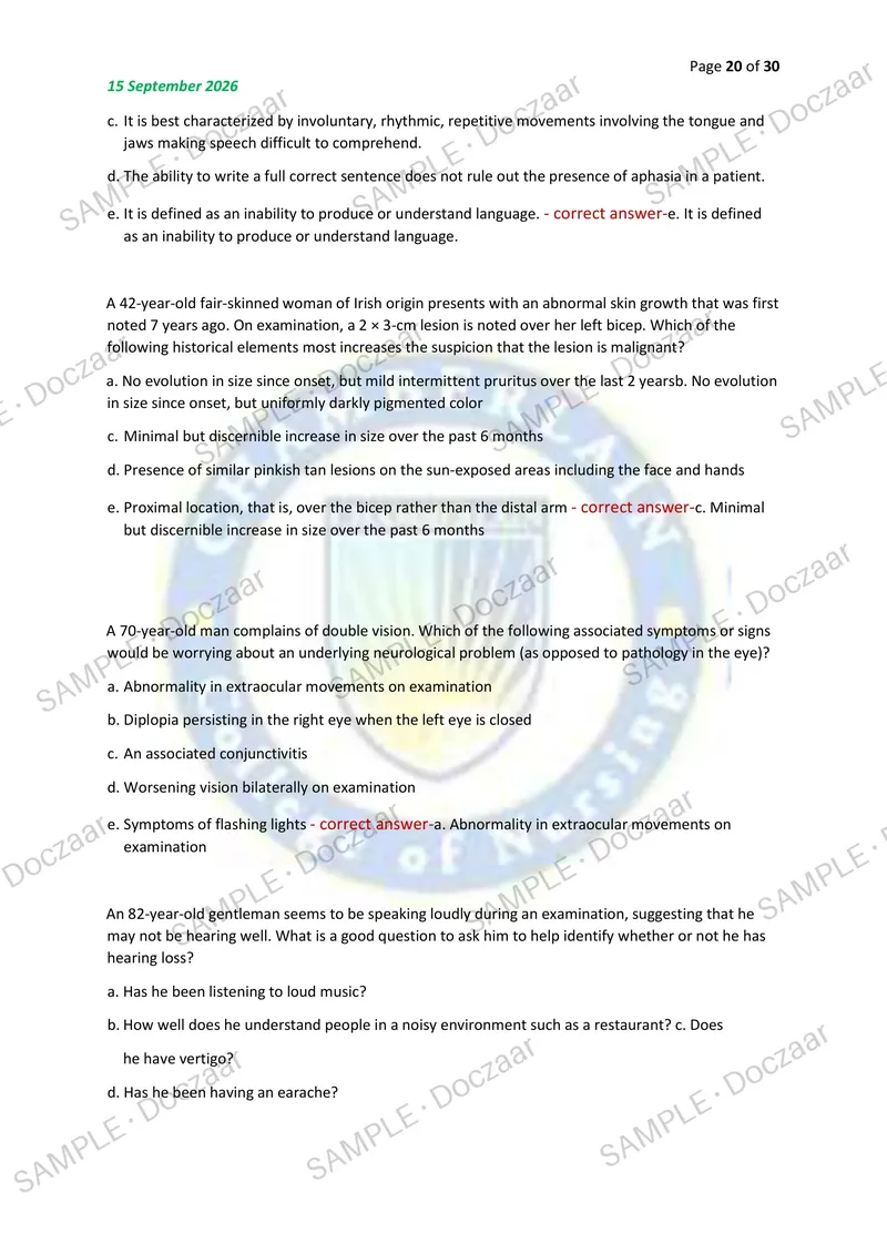 Preview page 20 of NR509 MIDTERM ADVANCED PHYSICAL ASSESSMENT – CHAMBERLAIN 2026/2027 | 150 HIGH-YIELD QUESTIONS & VERIFIED ANSWERS | LATES