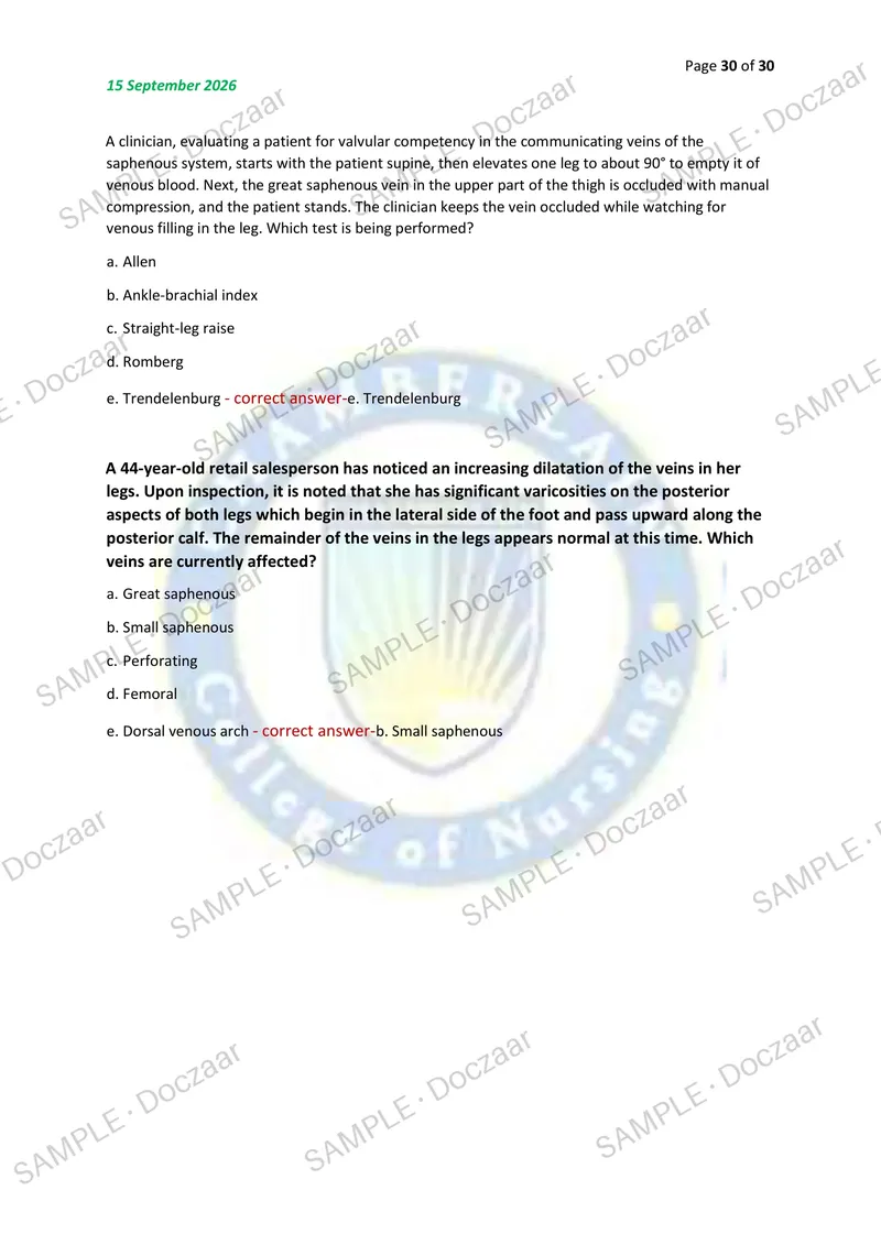 Preview page 30 of NR509 MIDTERM ADVANCED PHYSICAL ASSESSMENT – CHAMBERLAIN 2026/2027 | 150 HIGH-YIELD QUESTIONS & VERIFIED ANSWERS | LATES