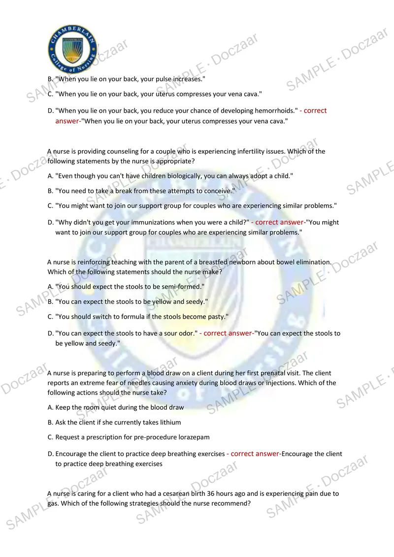Preview page 7 of ATI MATERNAL/NEWBORN EXAM 2026/2027 | 100 HIGH-YIELD QUESTIONS & VERIFIED ANSWERS | LATEST TEST PREP | RECENT & MOST TES