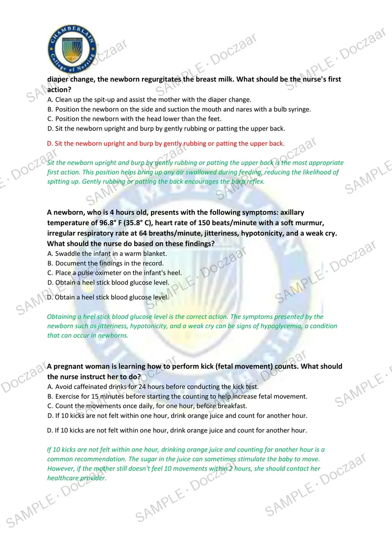 Preview page 3 of OB HESI NAXLEX EXAM 2026/2027 | 150 HIGH-YIELD QUESTIONS & VERIFIED ANSWERS WITH DETAILED EXPLANATIONS | LATEST TEST PRE