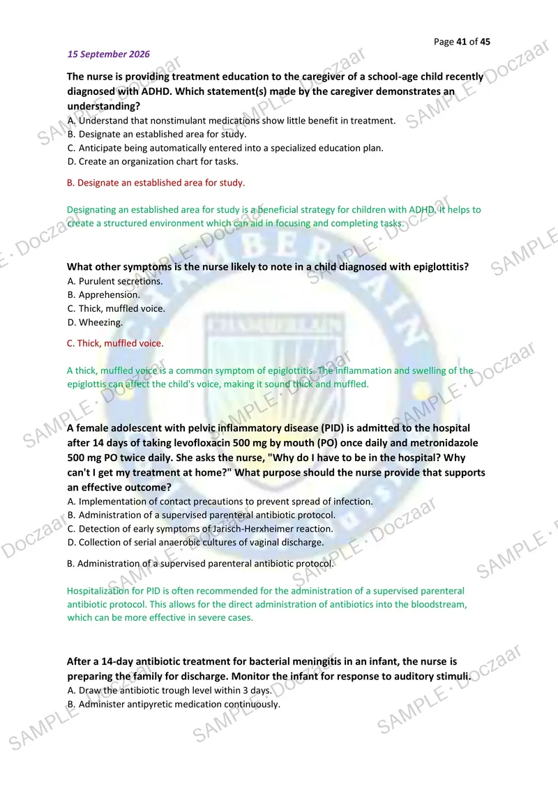 Preview page 41 of OB HESI NAXLEX EXAM 2026/2027 | 150 HIGH-YIELD QUESTIONS & VERIFIED ANSWERS WITH DETAILED EXPLANATIONS | LATEST TEST PRE