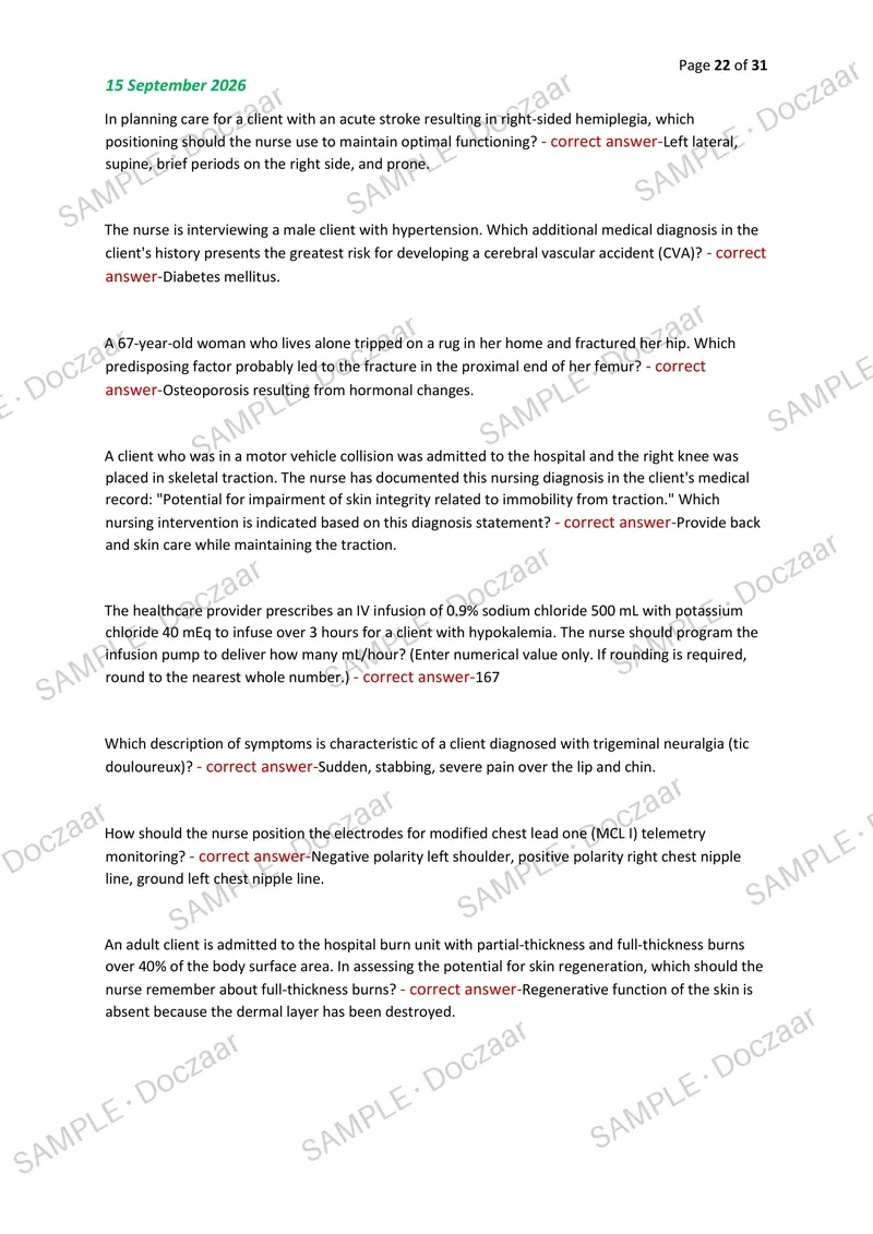 Preview page 22 of WGU D446 ADULT HEALTH 2 OA EXAM 2026/2027 | 280 HIGH-YIELD QUESTIONS & VERIFIED ANSWERS | LATEST TESTBANK | RECENT & MOS