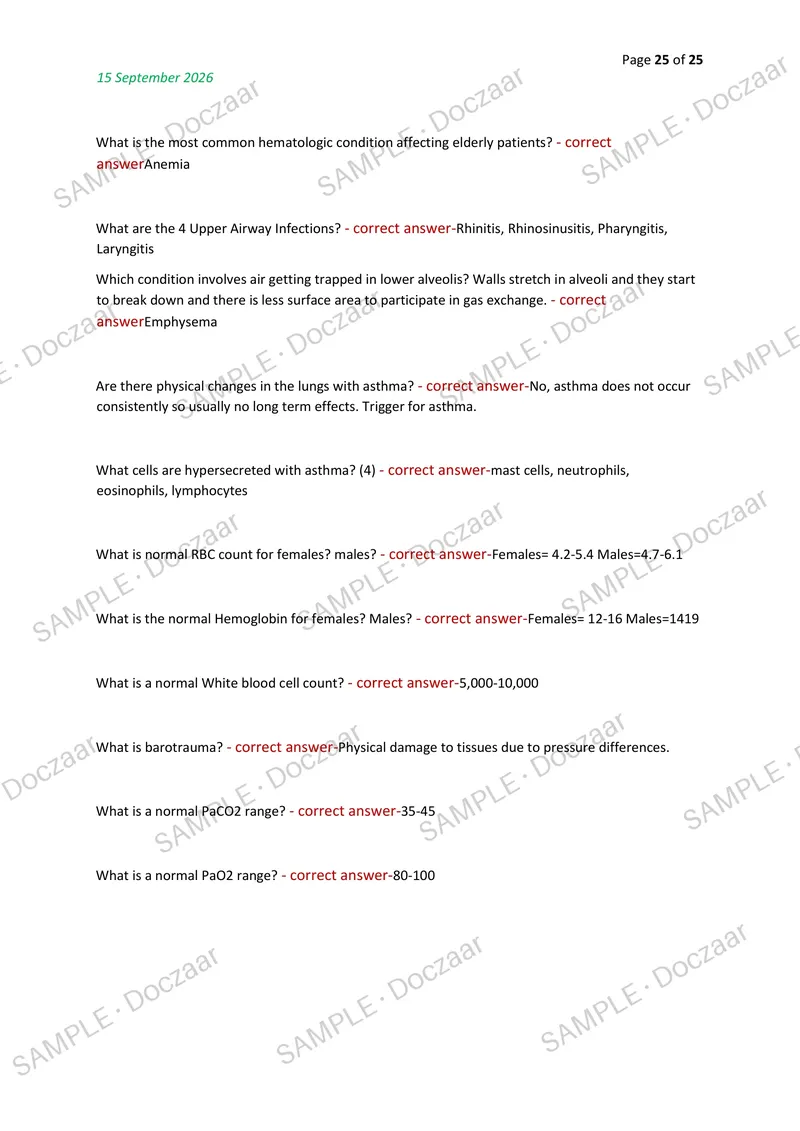 Preview page 25 of ADULT HEALTH 2 EXAM 2026/2027 | 200 HIGH-YIELD QUESTIONS & VERIFIED ANSWERS | LATEST TEST PREP | RECENT & MOST TESTED TO