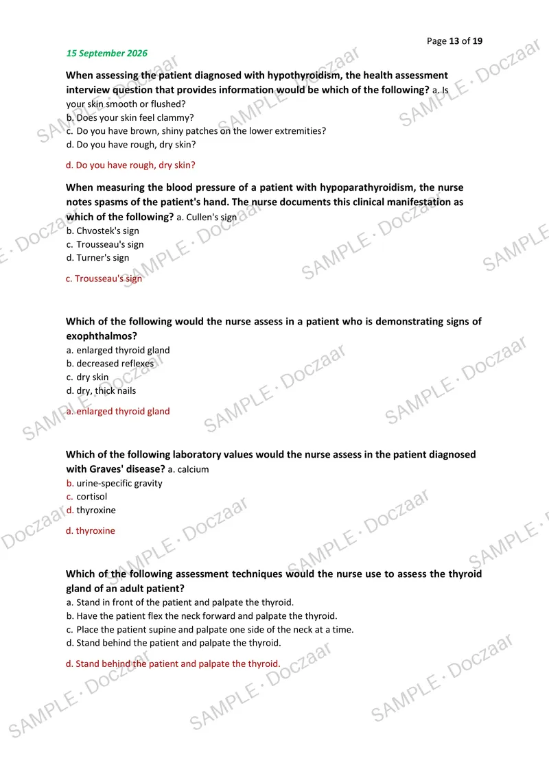 Preview page 13 of ADULT HEALTH 1 EXAM 2026/2027 | 100 HIGH-YIELD QUESTIONS & VERIFIED ANSWERS | LATEST TEST PREP | RECENT & MOST TESTED TO