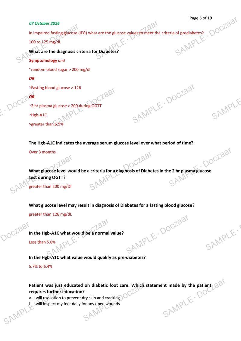Preview page 5 of ADULT HEALTH 1 EXAM 2026/2027 | 100 HIGH-YIELD QUESTIONS & VERIFIED ANSWERS | LATEST TEST PREP | RECENT & MOST TESTED TO