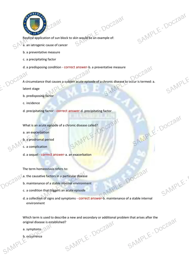 Preview page 9 of PATHOPHYSIOLOGY EXAM I 2026/2027 | 200 HIGH-YIELD QUESTIONS & VERIFIED ANSWERS | LATEST TEST PREP | RECENT & MOST TESTED