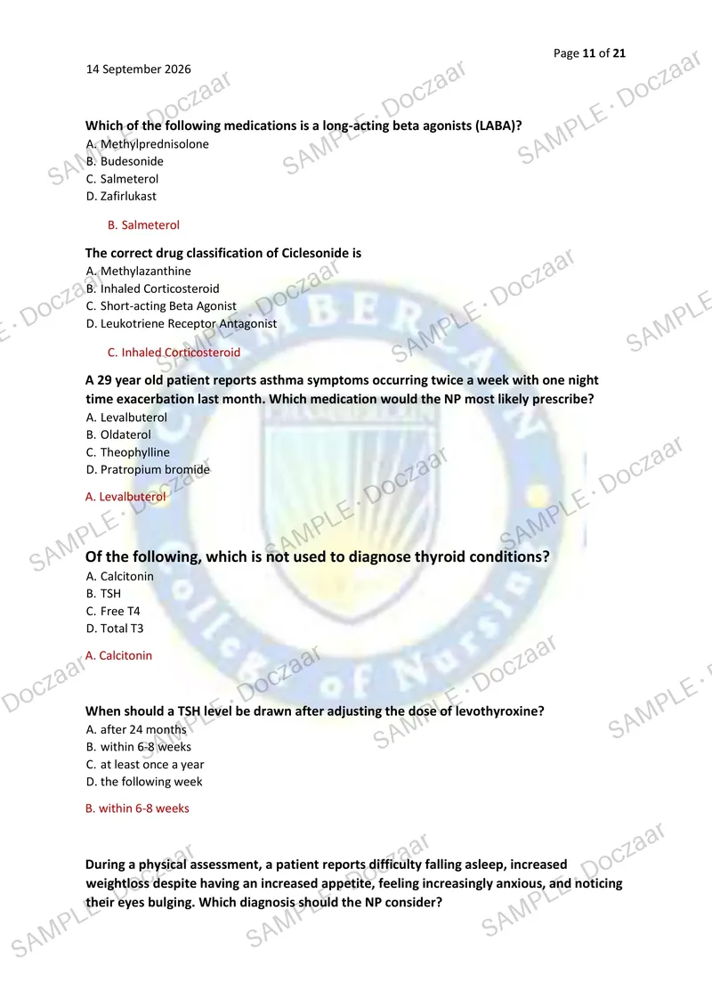 Preview page 11 of NR565 ADVANCED PHARMACOLOGY MIDTERM – CHAMBERLAIN 2026/2027 | 100 HIGH-YIELD QUESTIONS & VERIFIED ANSWERS | LATEST TEST