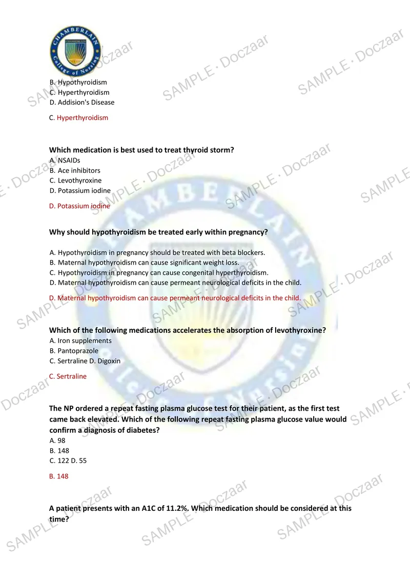 Preview page 7 of NR565 ADVANCED PHARMACOLOGY FINAL – CHAMBERLAIN 2026/2027 | 100 HIGH-YIELD QUESTIONS & VERIFIED ANSWERS | LATEST TEST PR