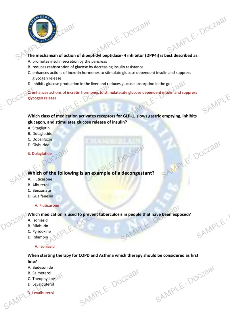 Preview page 9 of NR565 ADVANCED PHARMACOLOGY FINAL – CHAMBERLAIN 2026/2027 | 100 HIGH-YIELD QUESTIONS & VERIFIED ANSWERS | LATEST TEST PR