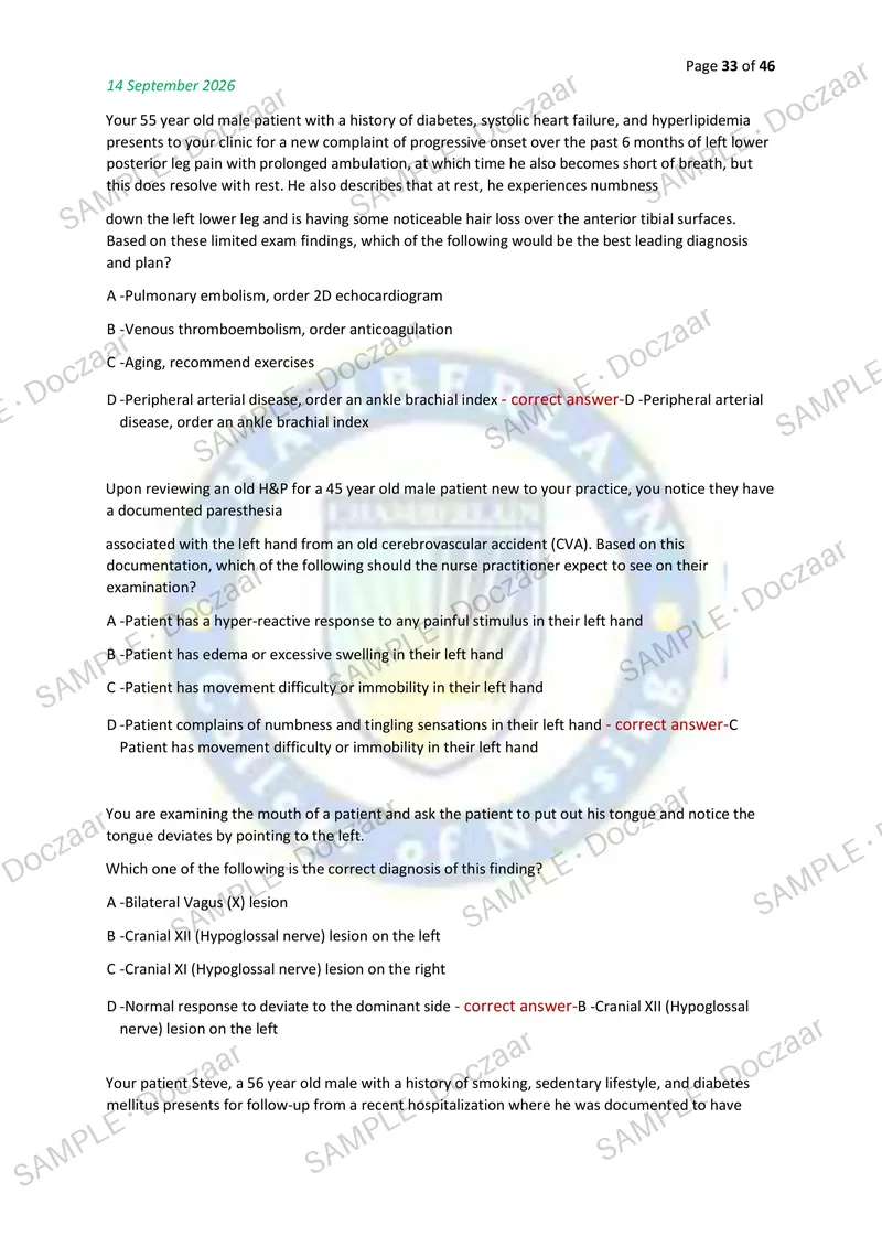 Preview page 33 of NR511 CEA EXAM 2026/2027 | 150 HIGH-YIELD QUESTIONS & VERIFIED ANSWERS | LATEST TEST PREP | RECENT & MOST TESTED TOPICS
