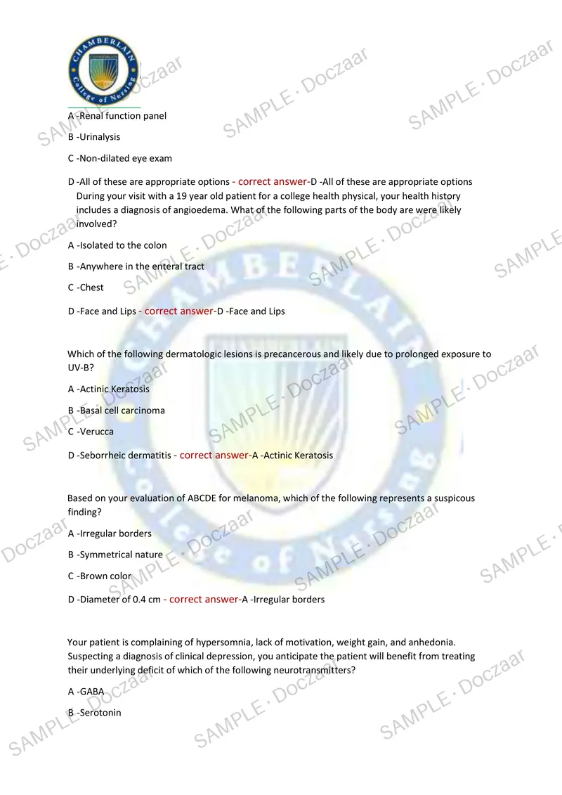 Preview page 7 of NR511 CEA EXAM 2026/2027 | 150 HIGH-YIELD QUESTIONS & VERIFIED ANSWERS | LATEST TEST PREP | RECENT & MOST TESTED TOPICS