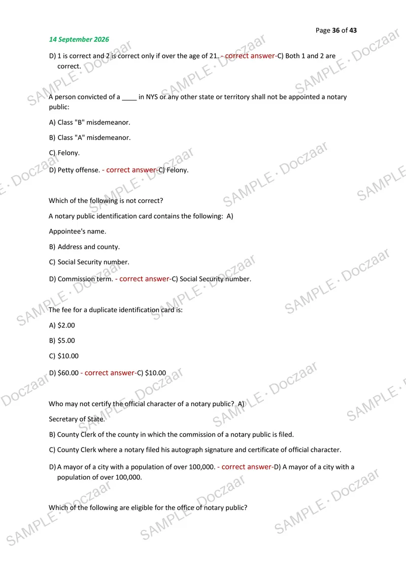Preview page 36 of NOTARY EXAM 2026/2027 | 180 HIGH-YIELD QUESTIONS & VERIFIED ANSWERS | LATEST TEST PREP | RECENT & MOST TESTED TOPICS | A