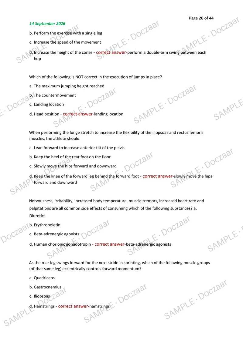 Preview page 26 of KINES 311 MIDTERM EXAM 2026/2027 | 200 HIGH-YIELD QUESTIONS & VERIFIED ANSWERS | LATEST TEST PREP | RECENT & MOST TESTED