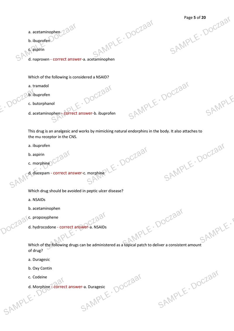Preview page 5 of HIT 119 PHARMACOLOGY FINAL EXAM 2026/2027 | 100 HIGH-YIELD QUESTIONS & VERIFIED ANSWERS | LATEST TEST PREP | RECENT & MO