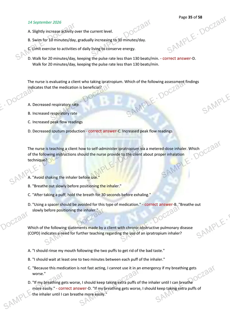 Preview page 35 of N2261 FINAL EXAM 2026/2027 | 200 HIGH-YIELD QUESTIONS & VERIFIED ANSWERS | LATEST TEST PREP | RECENT & MOST TESTED TOPIC