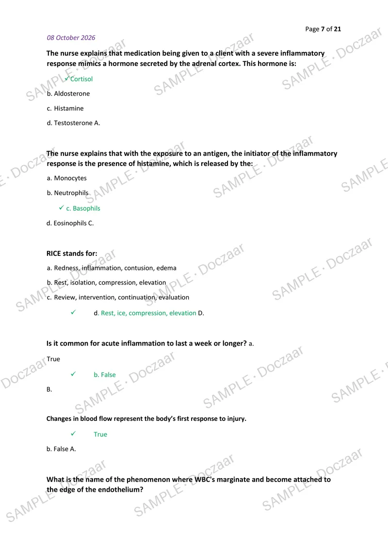 Preview page 7 of BSNC 1000 – Final NEWEST 2026/2027 ACTUAL EXAM 100 QUESTIONS AND CORRECT (VERIFIED ANSWERS) COVERING RECENT  AND MOST TE