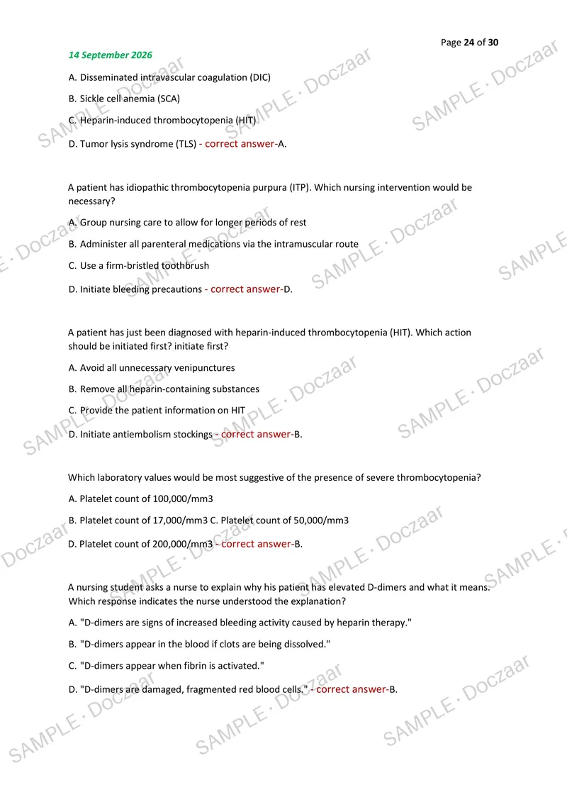 Preview page 24 of NCLEX EXAM 2026/2027 | 150 HIGH-YIELD QUESTIONS & VERIFIED ANSWERS | LATEST TEST PREP | RECENT & MOST TESTED TOPICS | A+